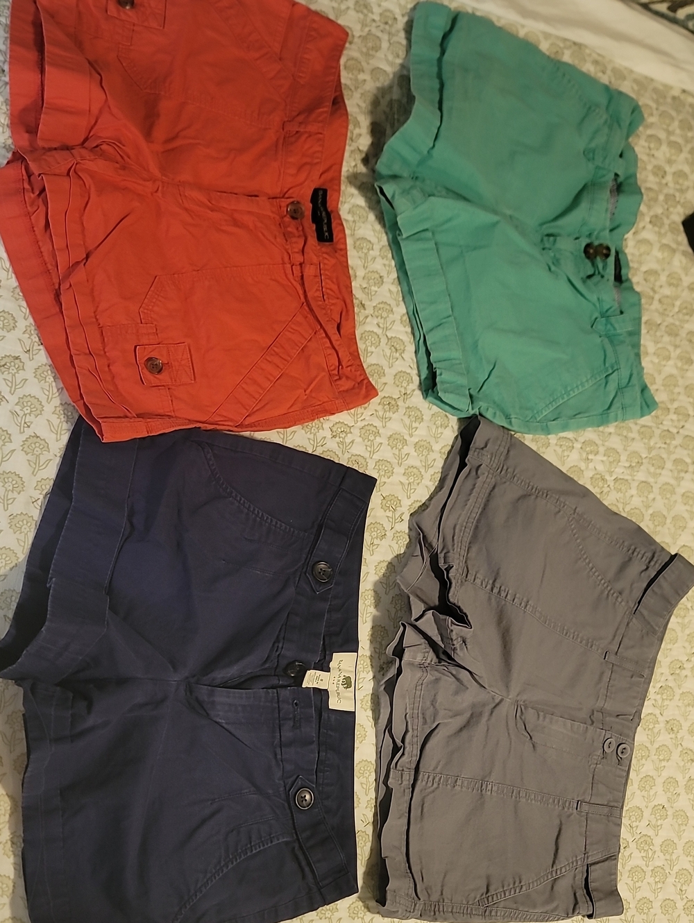 4-Pack Women's Casual Cotton Shorts - Coral, Teal, Navy, Gray
